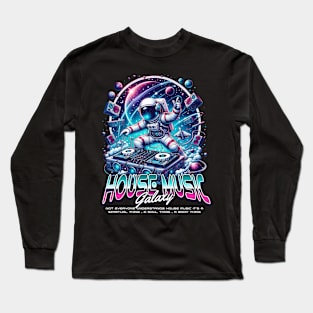 HOUSE MUSIC  - DJ Astronaut Galaxy (white) Long Sleeve T-Shirt